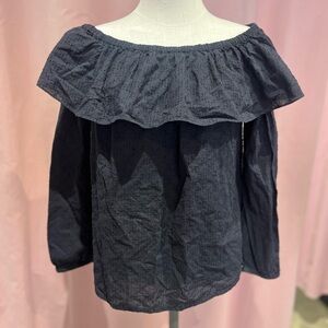 Michael Kors Off Shoulder Black Ruffle Blouse Women’s L Romantic